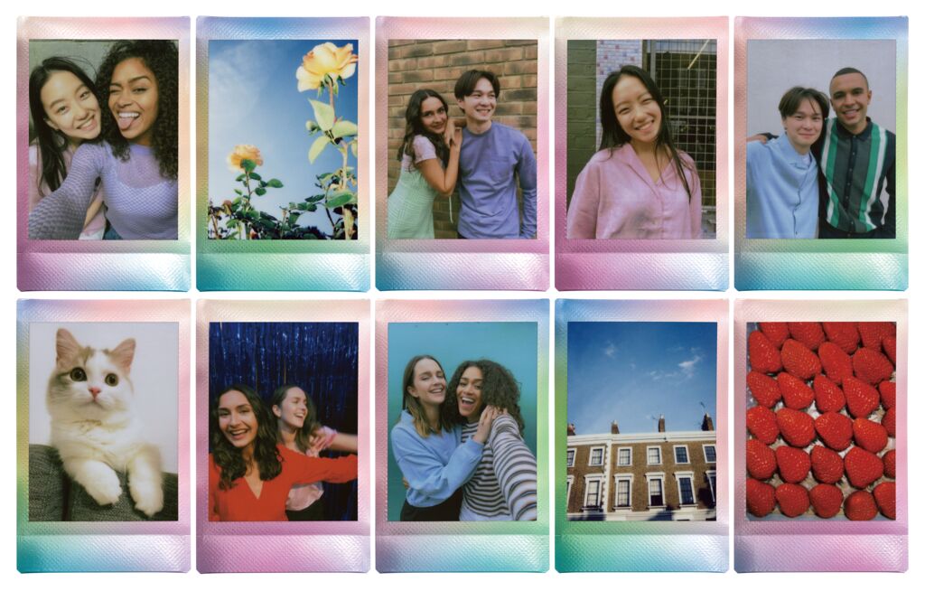 Câmera Instantânea Fujifilm instax mini 12™  Verde + Pack 10 filmes Mermaid Tail + Bolsa Herringbone Verde