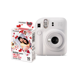 Para seu EVENTO: Combo 20 Câmera Instantânea Fujifilm Instax Mini 12 Branco +20 Filme Fujifilm Instax Mini Heart Sketch10 Fotos