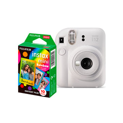 Para seu EVENTO: Combo 20 Câmera Instantânea Fujifilm Instax Mini 12 Branca Marfim + 20 Filme Fujifilm Instax Mini Rainbow 10 Fotos