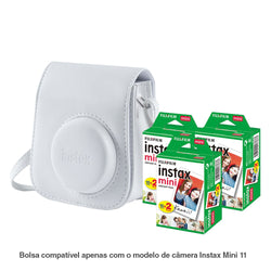 Combo Bolsa Instax Mini 11 Branca + Filme Fujifilm Instax Mini Branco 60 Fotos